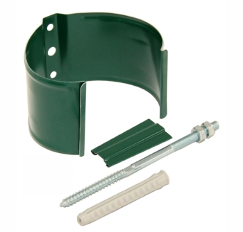 Хомут трубы металлический на камень Grand Line ПВХ зелёный (RAL 6005) - строй база